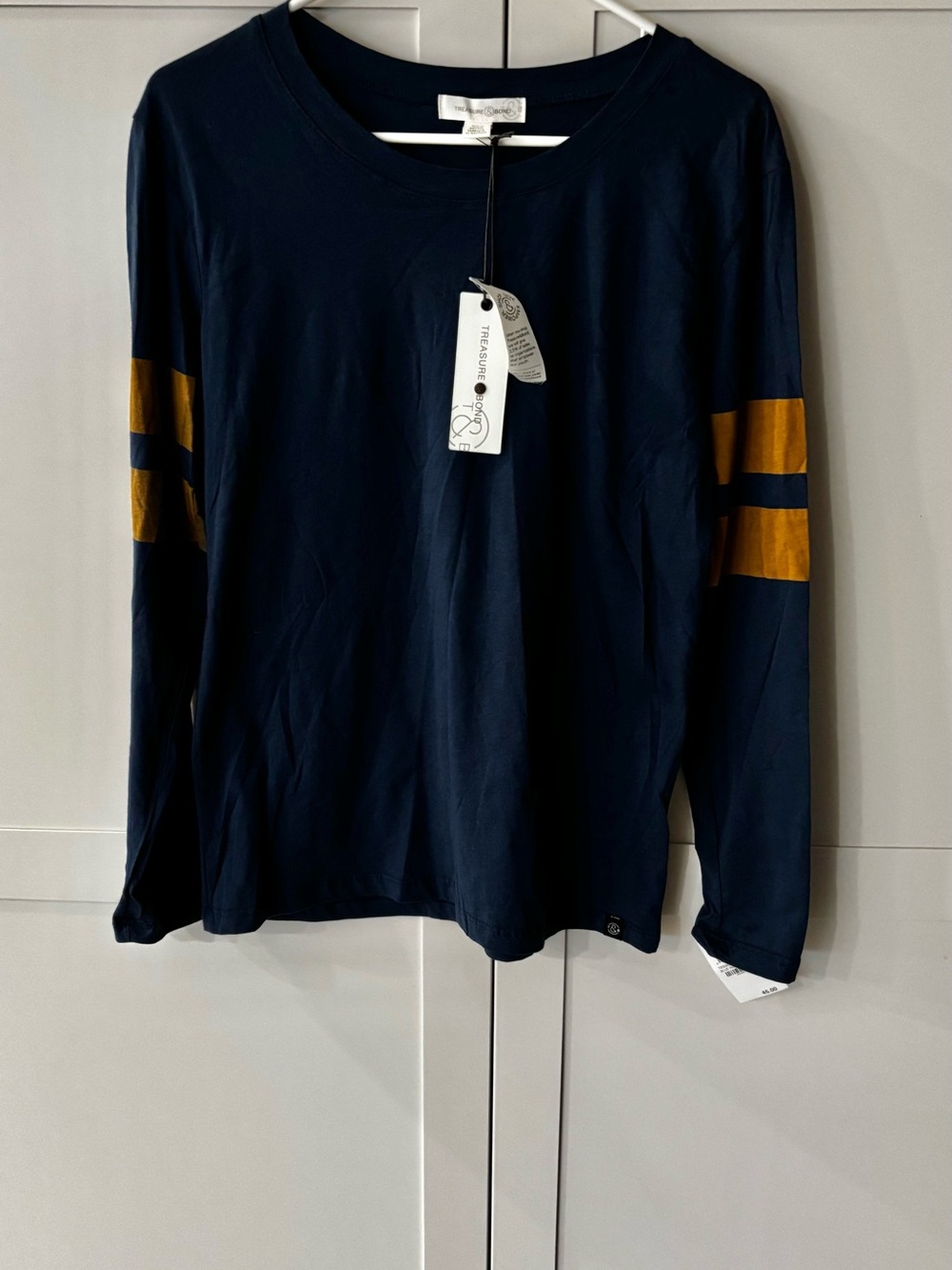 Treasure & Bond from Nordstrom Navy Long-Sleeve Tee with Gold Sleeve Bands